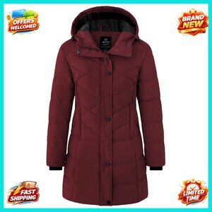 Women's Puffer Jacket Warm Winter Coat Recycled Waterproof Lightweight Parka